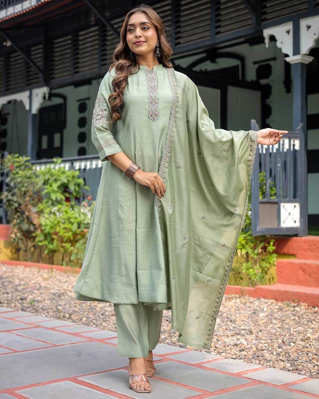 Muslin Embroidery Anarkali Suit - MYLUXURY LANE ENTERPRISE